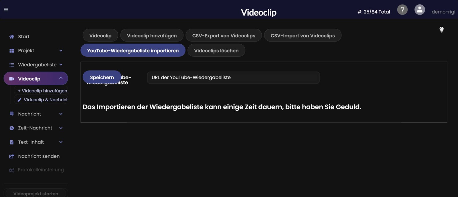 YouTube-Wiedergabeliste importieren