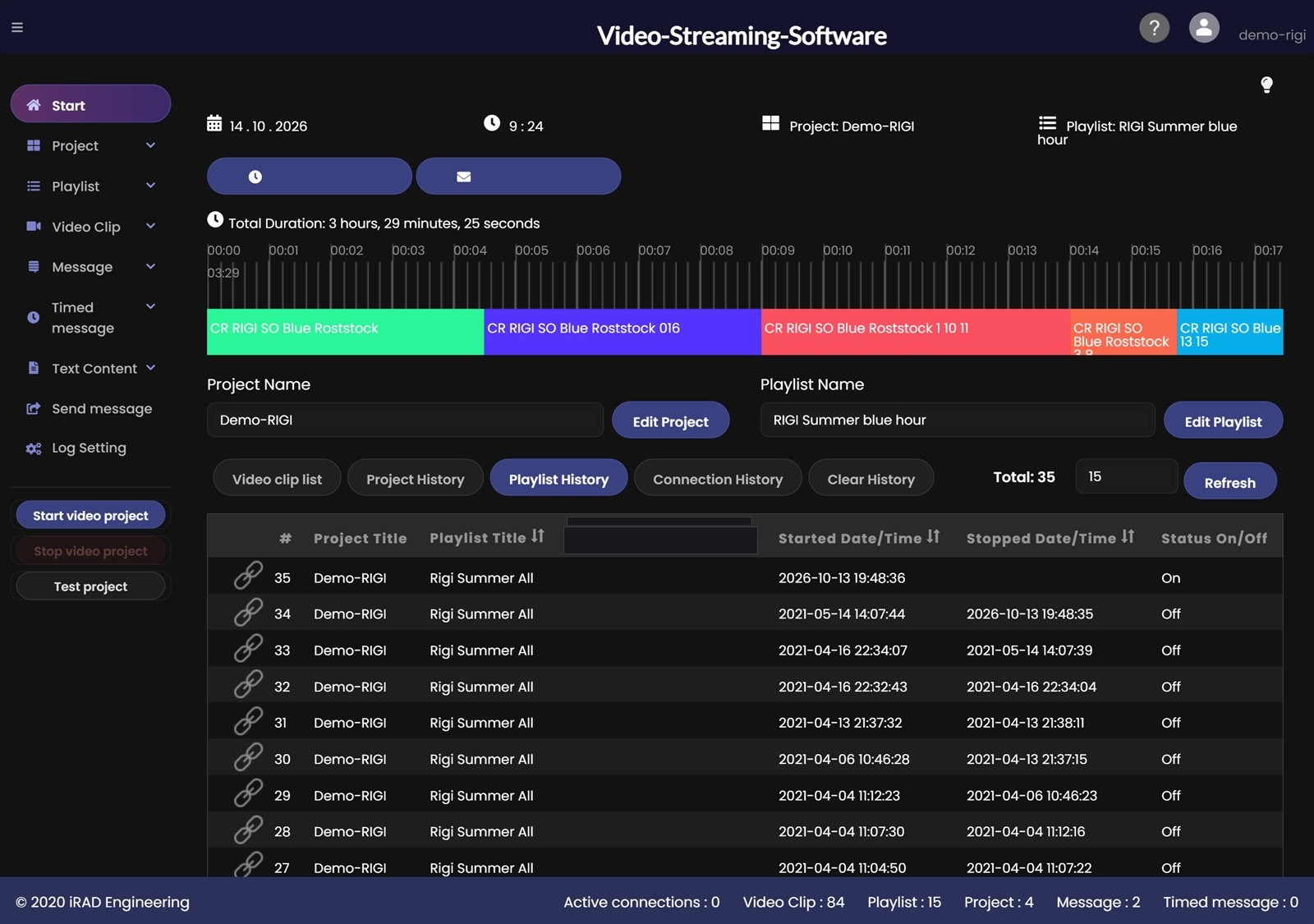 Monitoring: Playlist history