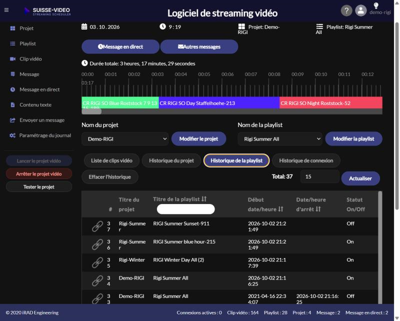 Surveillance : historique des playlists