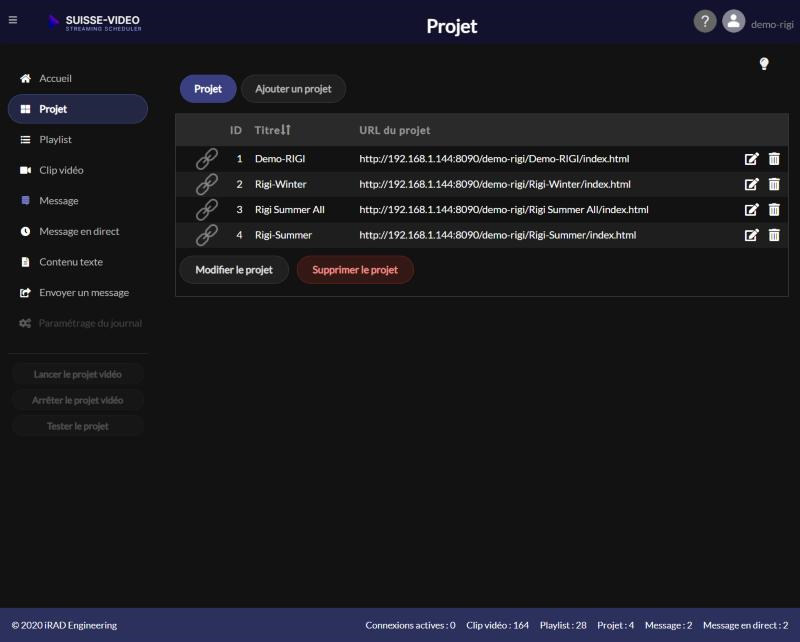 Menu Projet