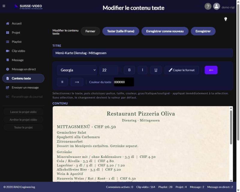 Modifier le contenu texte