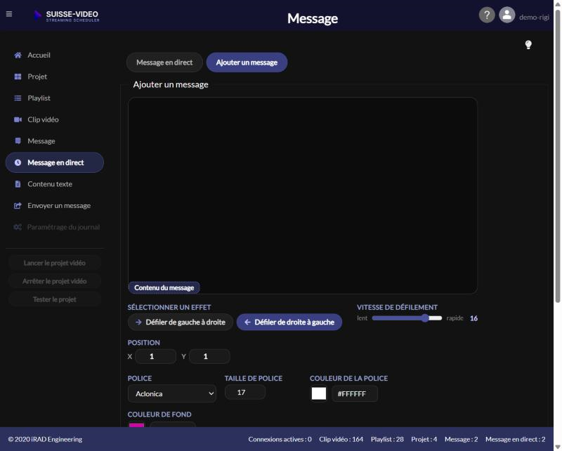 Ajouter un message en direct