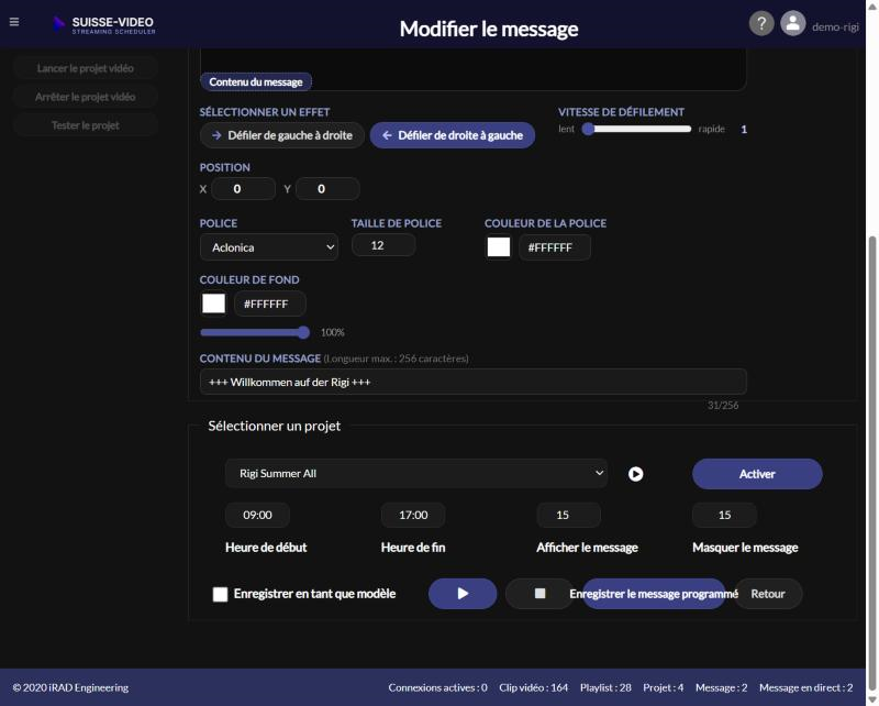 Exemple de message en direct