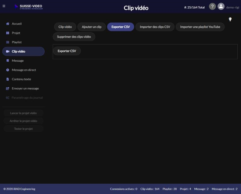 Exporter les clips vidéo en CSV