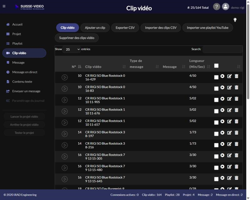 Menu Clip vidéo