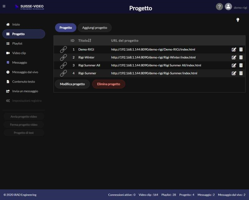 Menu Progetto