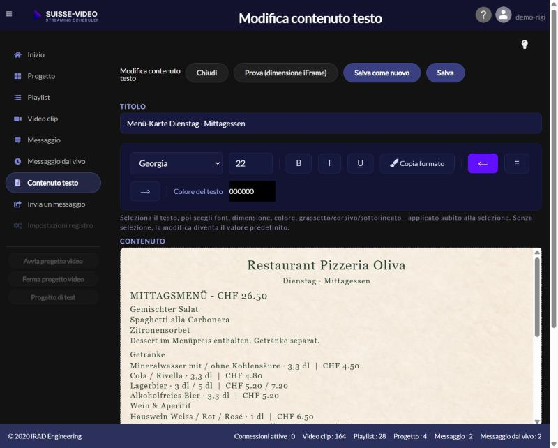 Modifica contenuto testo