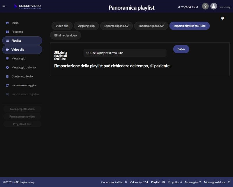 Importare una playlist YouTube